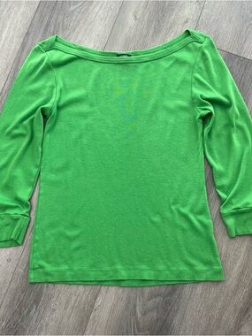 J.Crew Pima Cotton Green 3/4 Sleeve Top Women’s Large
